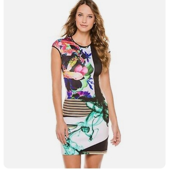 Clover Canyon Liquid Jade Neoprene Mini Dress Bodycon Sheath Cocktail Size XS - Picture 1 of 9